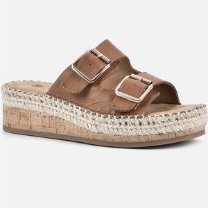 Brand New-White Mountain Cork Mini Wedge Jute Cushioned Sole Sandal